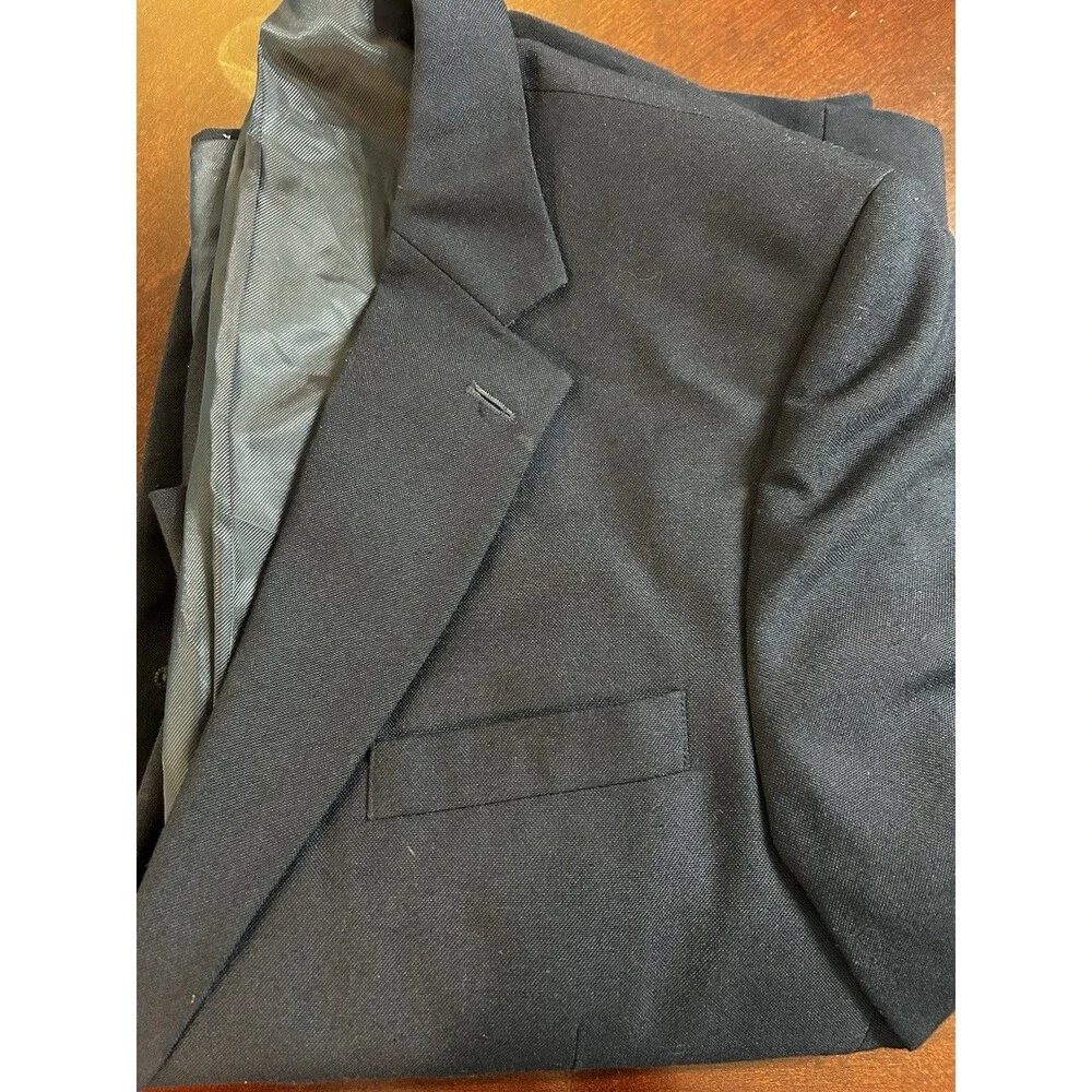 Meeting Street Black Solid Jacket Blazer 44R Two-Button Notch Lapel Single Vent